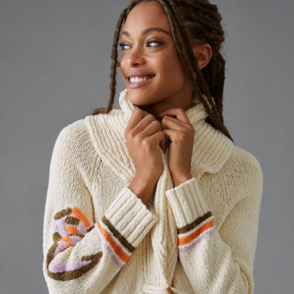 RARE Anthropologie Maeve Duffle Western Lucky Horseshoe Equestrian Cardigan XXS